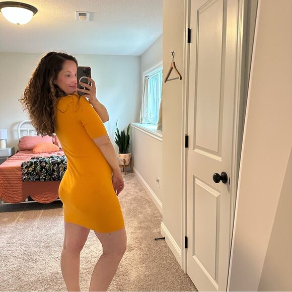 NWT Naadam Orange Mango Silk Cashmere Ribbed Mini Dress Medium - Picture 2 of 13